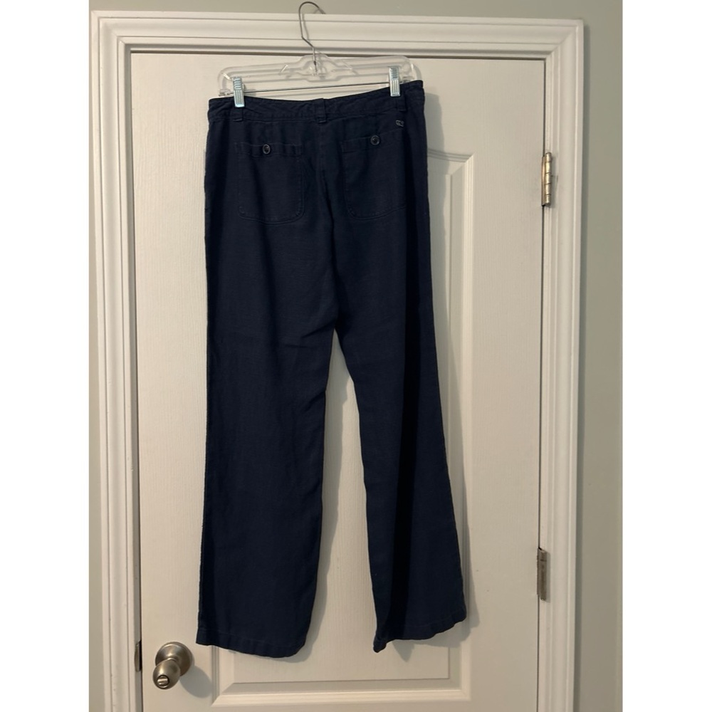 Vineyard Vines Linen Blue Button-Detail Pants